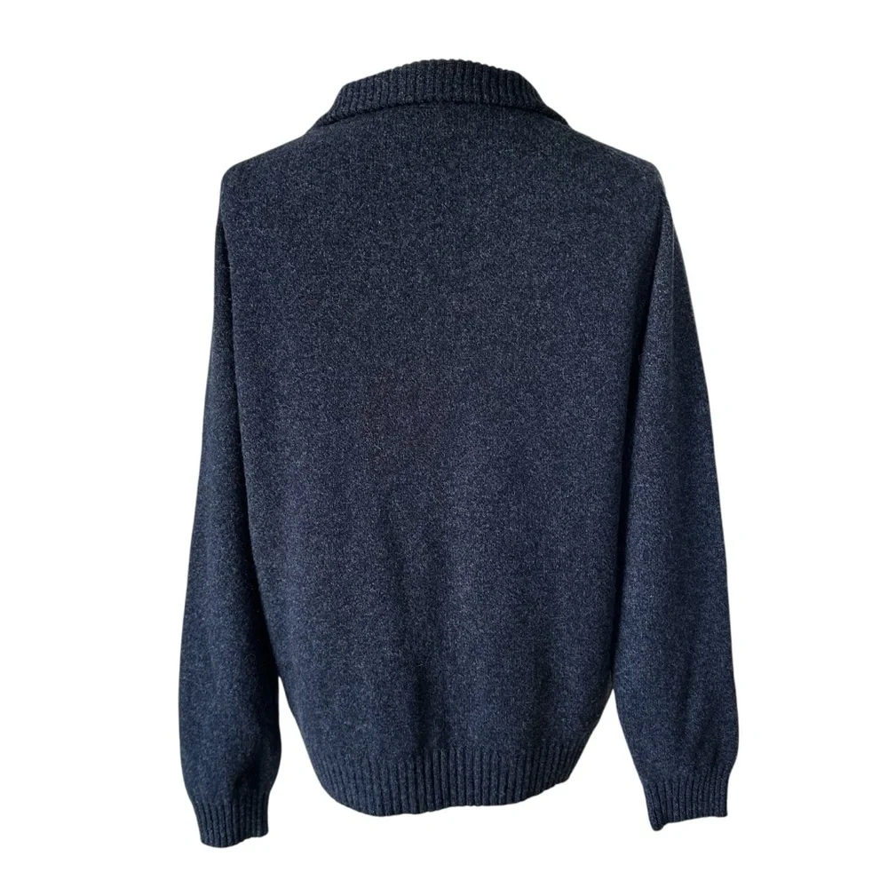 J.Crew 100%‎ Lambswool Quarter-Zip Sweater - Men's XLT - Navy Blue